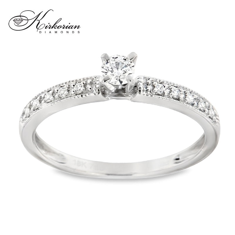 Годежен пръстен от бяло злато 14К с диаманти 0.19 ct – модел RN11