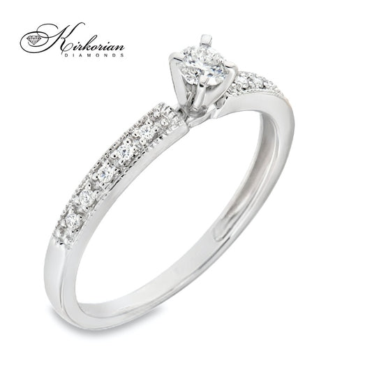 Годежен пръстен от бяло злато 14К с диаманти 0.19 ct – модел RN11