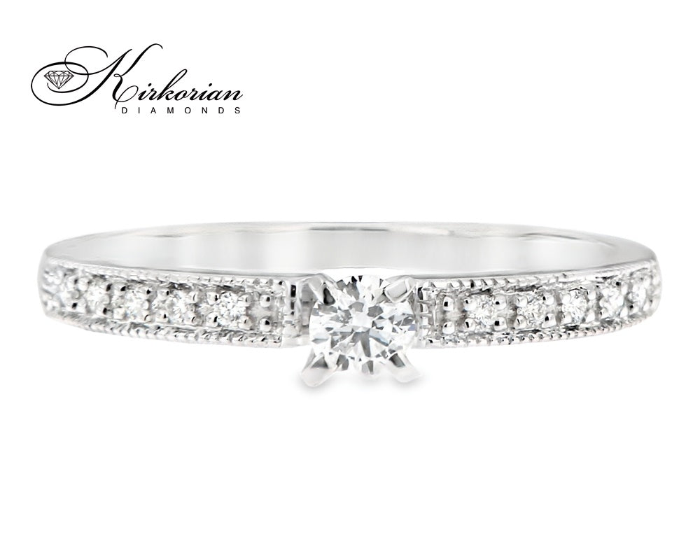 Годежен пръстен от бяло злато 14К с диаманти 0.19 ct – модел RN11