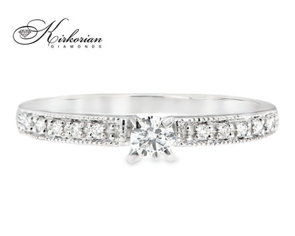 Годежен пръстен от бяло злато 14К с диаманти 0.19 ct – модел RN11