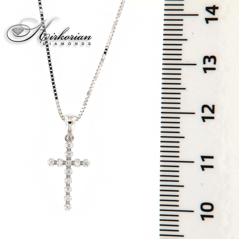 Кръст от бяло злато 14k с диаманти 0.06ct – елегантно бижу с вечна стойност | Код: RN120