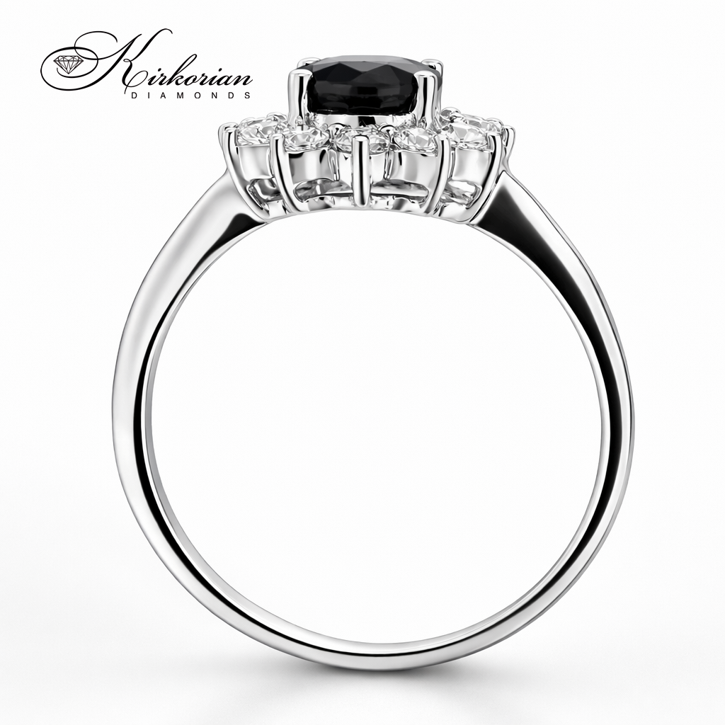Годежен пръстен със сапфир 1.40ct и диаманти 0.40ct бяло злато 18k – модел RN129