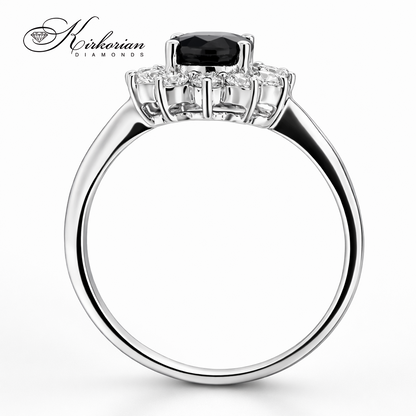 Годежен пръстен със сапфир 1.40ct и диаманти 0.40ct бяло злато 18k – модел RN129