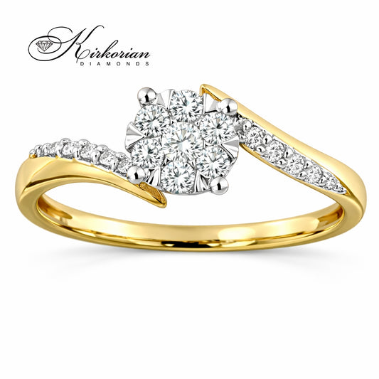 годежен пръстен с диаманти 0.19 ct жълто злато 14К