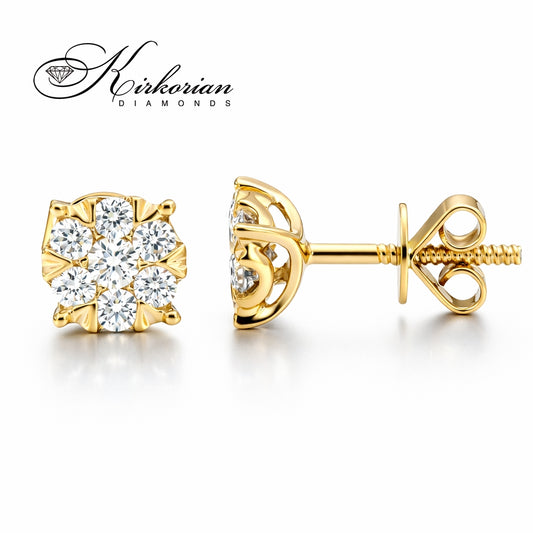 златни обеци с диаманти 0.36 ct жълто злато 14К