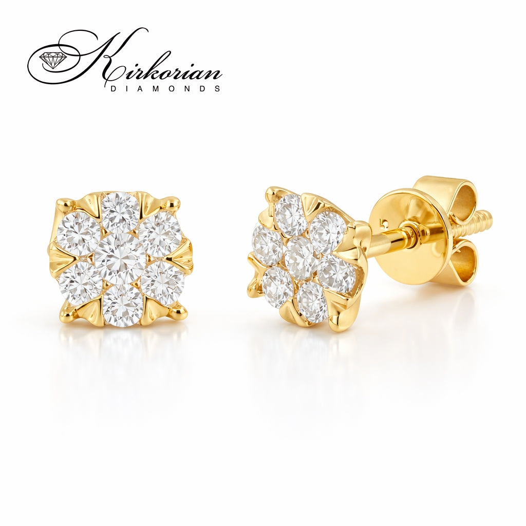 луксозни обеци с кръгли диаманти 0.36 ct брилянтна шлифовка