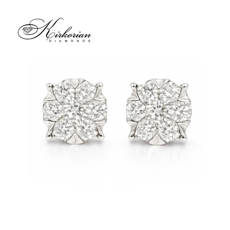 Обеци от бяло злато 18К с диаманти 0.50 ct G-H SI – луксозен модел RN144B с естествени диаманти и перфектен блясък