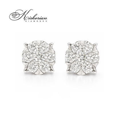 Обеци от бяло злато 18К с диаманти 0.50 ct G-H SI – луксозен модел RN144B с естествени диаманти и перфектен блясък