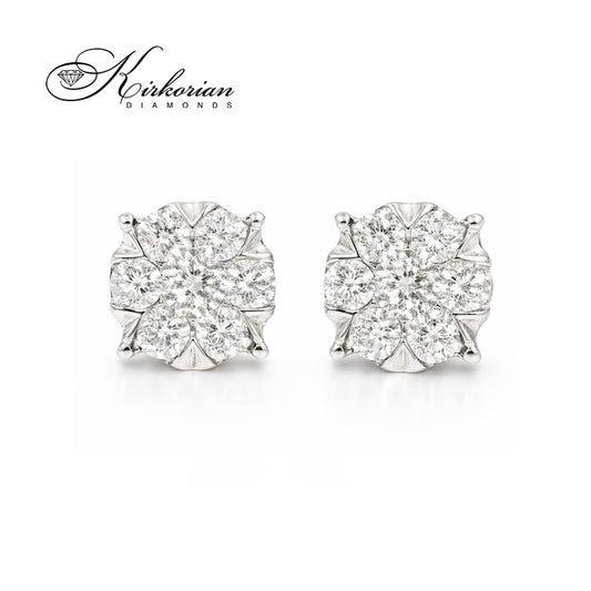 Обеци от бяло злато 18К с диаманти 0.50 ct G-H SI – луксозен модел RN144B с естествени диаманти и перфектен блясък