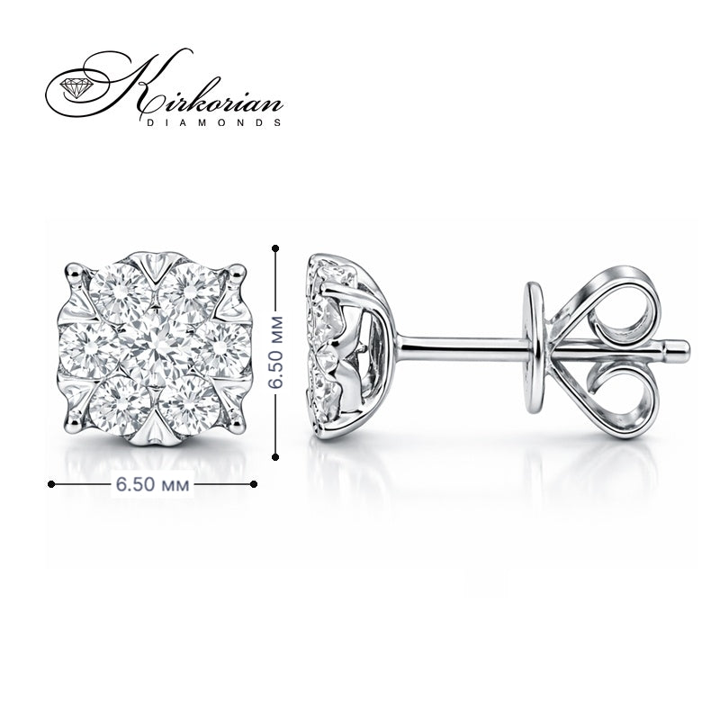 Обеци от бяло злато 18К с диаманти 0.50 ct G-H SI – луксозен модел RN144B с естествени диаманти и перфектен блясък