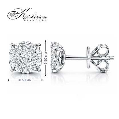 Обеци от бяло злато 18К с диаманти 0.50 ct G-H SI – луксозен модел RN144B с естествени диаманти и перфектен блясък