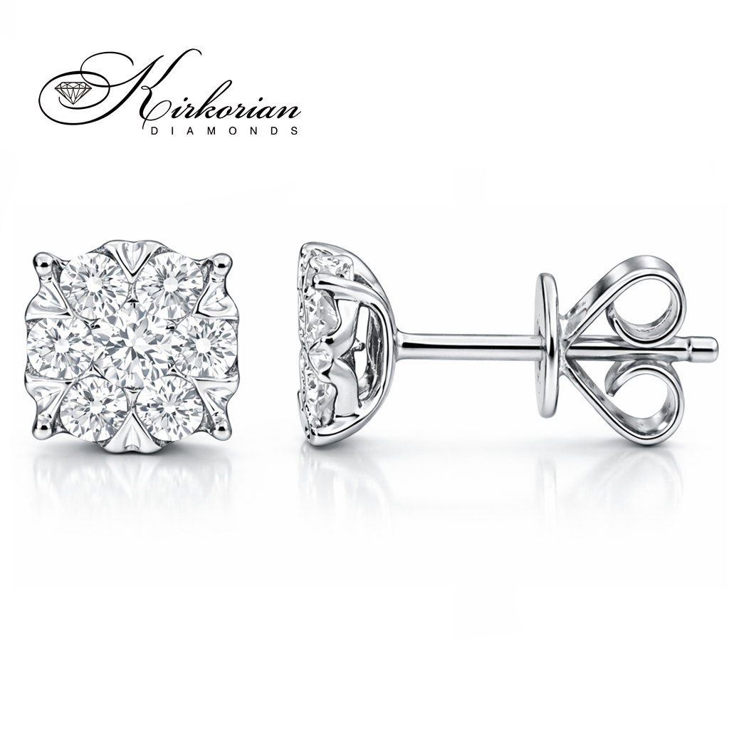 Обеци от бяло злато 18К с диаманти 0.34 ct G-H SI – елегантен модел RN143 с естествени диаманти