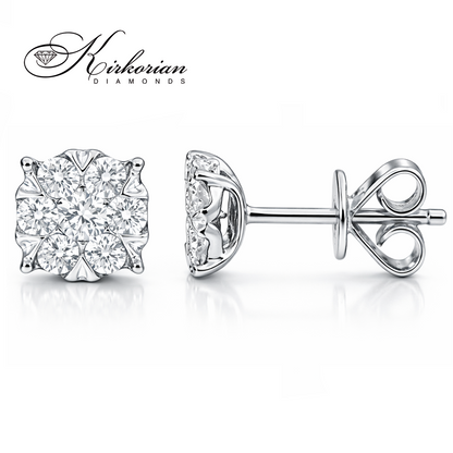 Обеци от бяло злато 18К с диаманти 0.34 ct G-H SI – елегантен модел RN143 с естествени диаманти