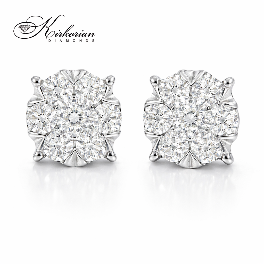 Обеци от бяло злато 18К с диаманти 0.34 ct G-H SI – елегантен модел RN143 с естествени диаманти