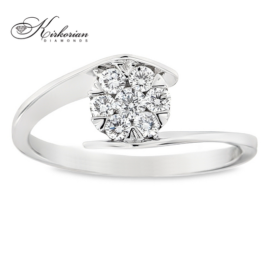 Годежен пръстен от бяло злато 14К с диаманти 0.26 ct – лукс на достъпна цена