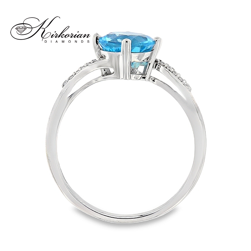 Годежен пръстен с топаз 1.00 ct и диаманти 0.04 ct от бяло злато 14К – модел RN151