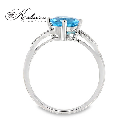 Годежен пръстен с топаз 1.00 ct и диаманти 0.04 ct от бяло злато 14К – модел RN151
