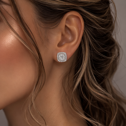 Обеци от бяло злато 14К с диаманти 0.38 ct – лукс и изящество, код RN156