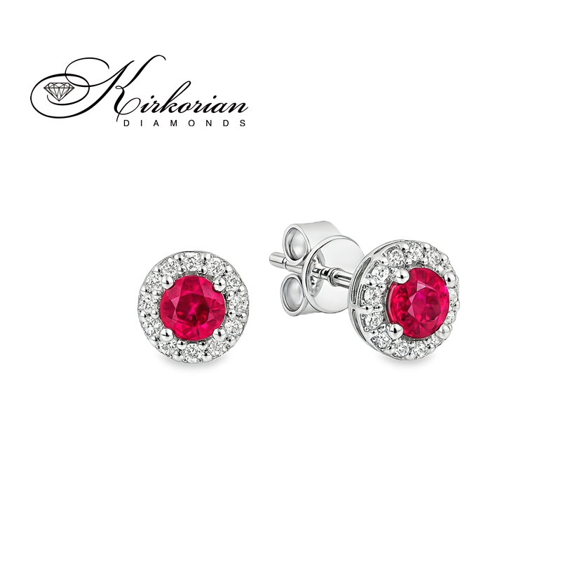 Обеци от бяло злато 18К с рубини 0.46 ct и диаманти 0.09 ct – елегантност и стил, код RN158