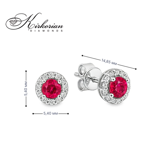 Обеци от бяло злато 18К с рубини 0.46 ct и диаманти 0.09 ct – елегантност и стил, код RN158