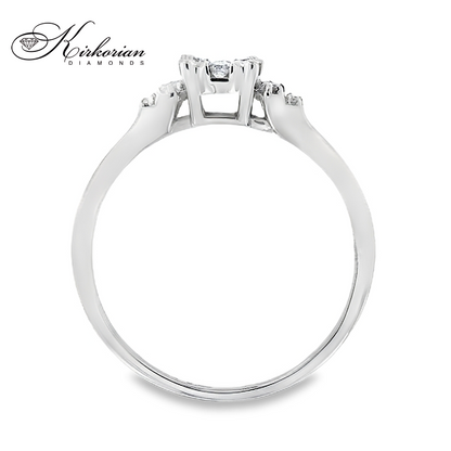 Годежен пръстен от бяло злато 18К с диаманти 0.18 ct – класически модел с блясък