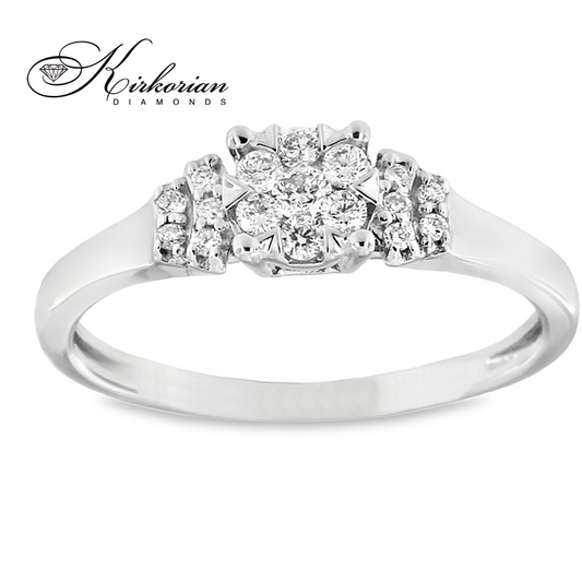 Годежен пръстен от бяло злато 18К с диаманти 0.18 ct – класически модел с блясък