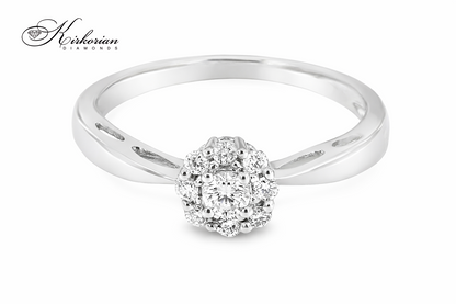 Годежен пръстен от бяло злато 18К с диаманти 0.17 ct KD сертификат код: RN16B