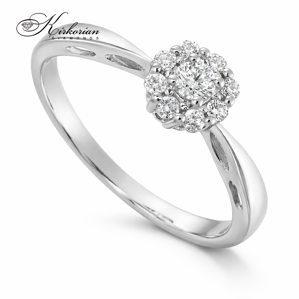 Годежен пръстен от бяло злато 18К с диаманти 0.17 ct KD сертификат код: RN16B