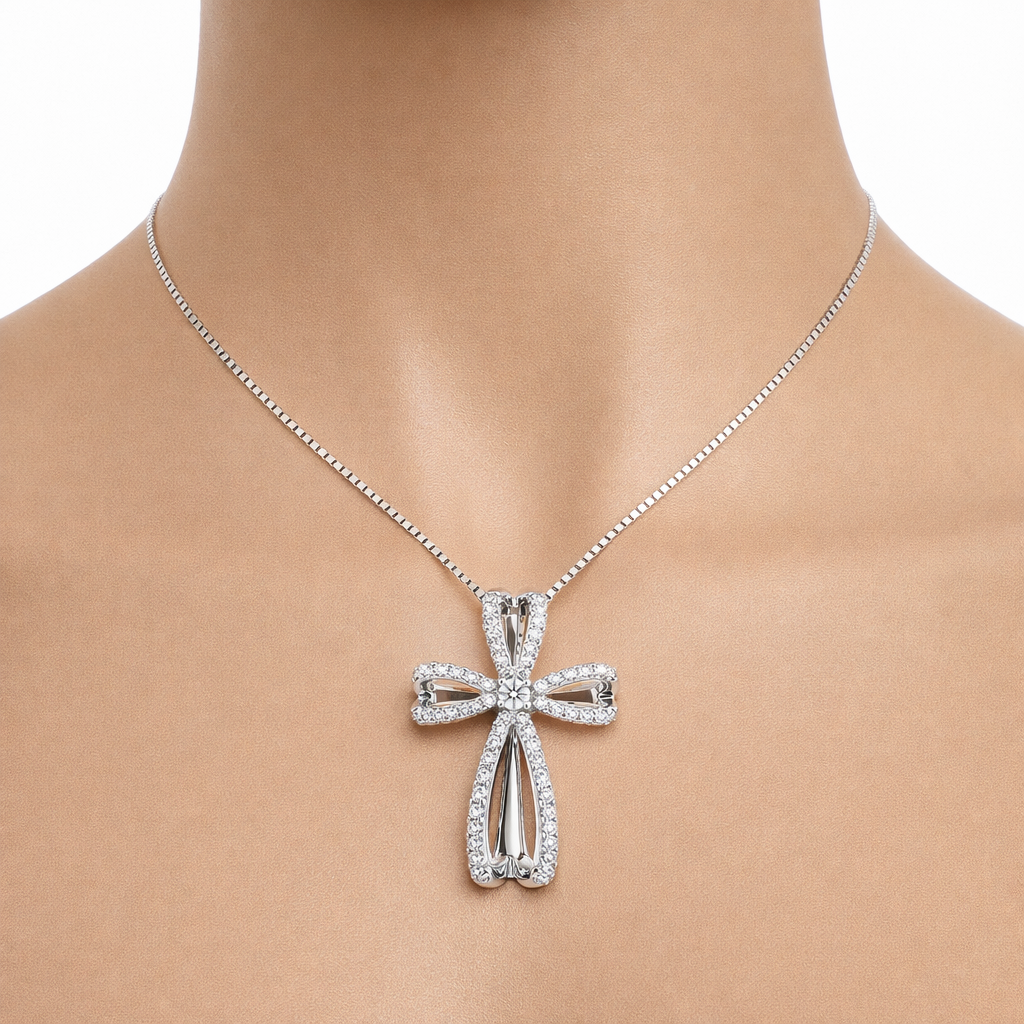 Диамантен кръст от бяло злато 18К 0.39ct RN169