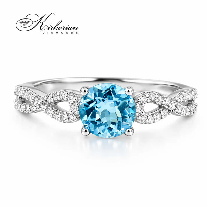 елегантен пръстен с топаз бяло злато