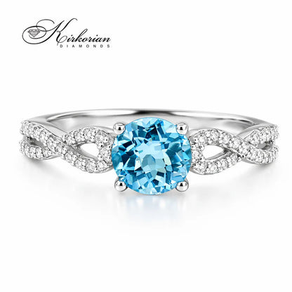 елегантен пръстен с топаз бяло злато