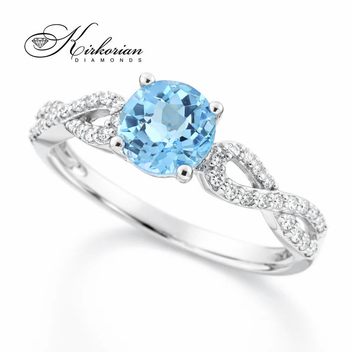 пръстен с топаз и естествени диаманти