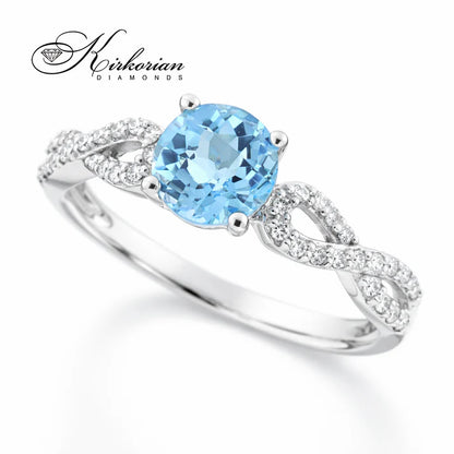 пръстен с топаз и естествени диаманти