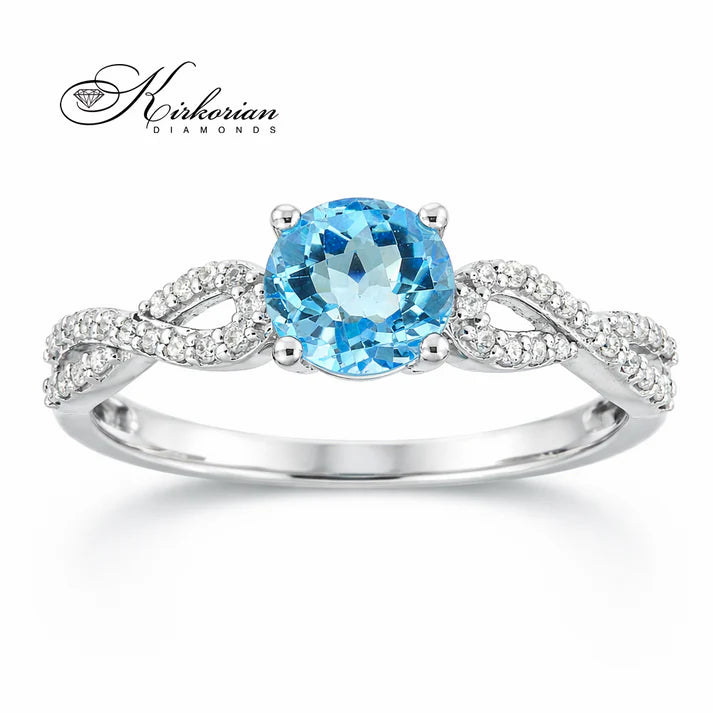 луксозен пръстен с топаз 0.80 ct и диаманти