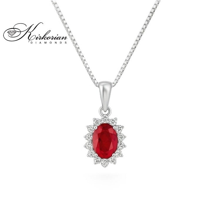 Колие от бяло злато 18k с рубин 0.93ct и диаманти 0.16ct – модел RN179 | Kirkorian Diamonds