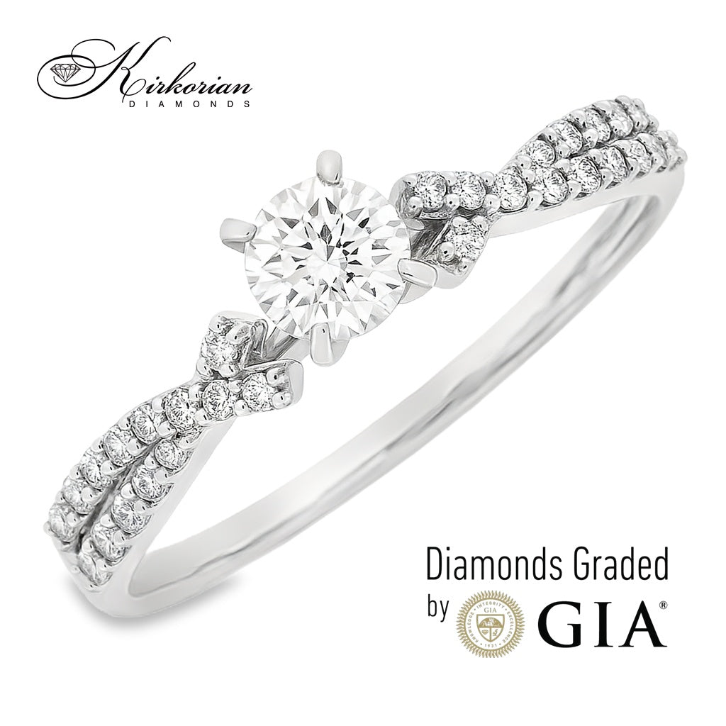 Годежен пръстен с диамант 0.44ct GIA бяло злато 18k – модел RN181B