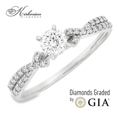 Годежен пръстен с диамант 0.44ct GIA бяло злато 18k – модел RN181B