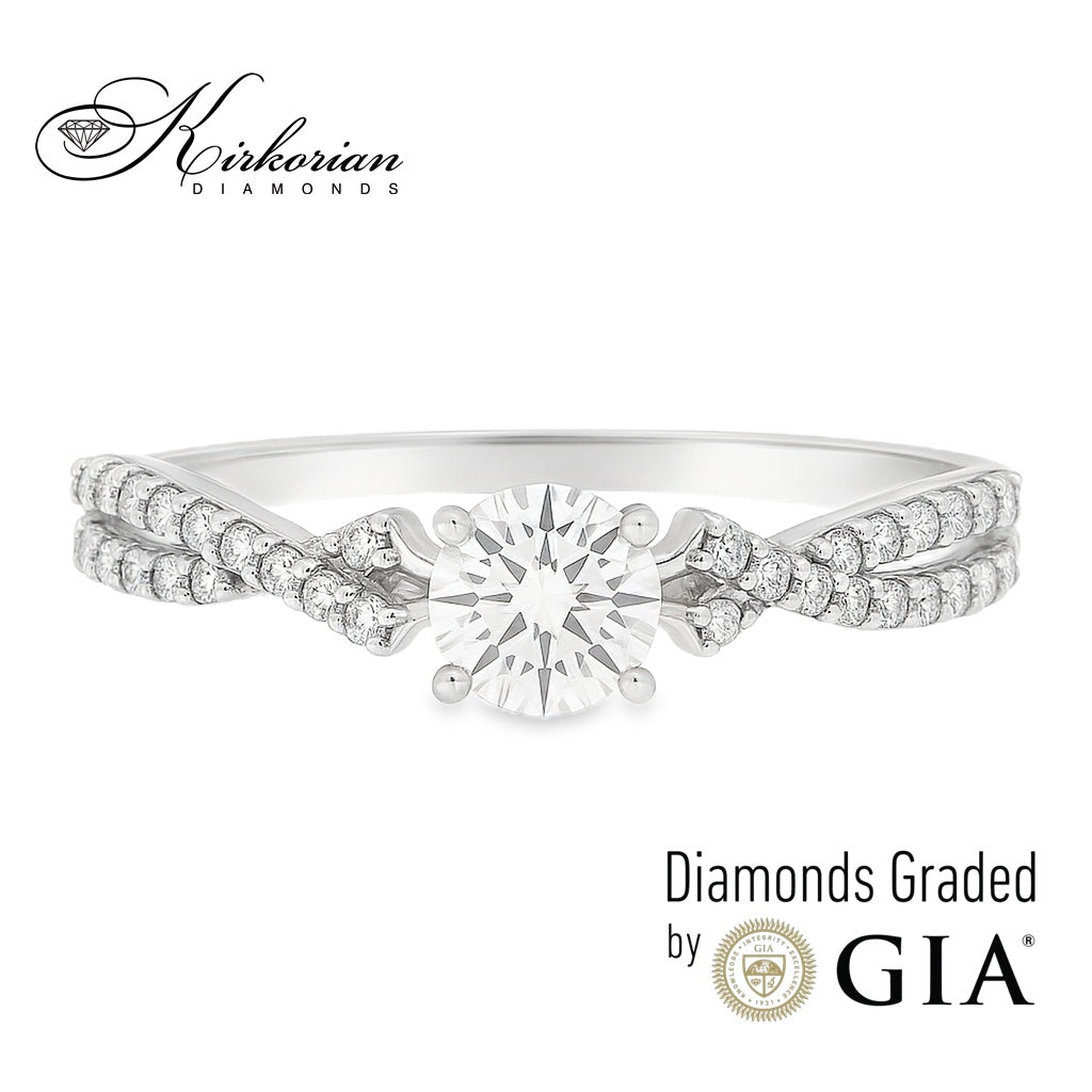 Годежен пръстен с диамант 0.44ct GIA бяло злато 18k – модел RN181B
