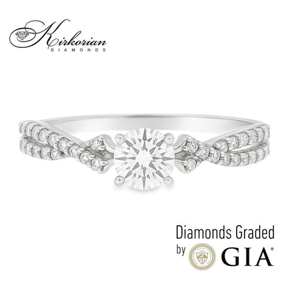 Годежен пръстен с диамант 0.44ct GIA бяло злато 18k – модел RN181B
