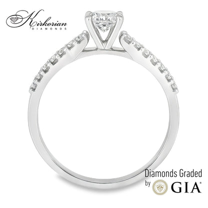 Годежен пръстен с диамант 0.44ct GIA бяло злато 18k – модел RN181B