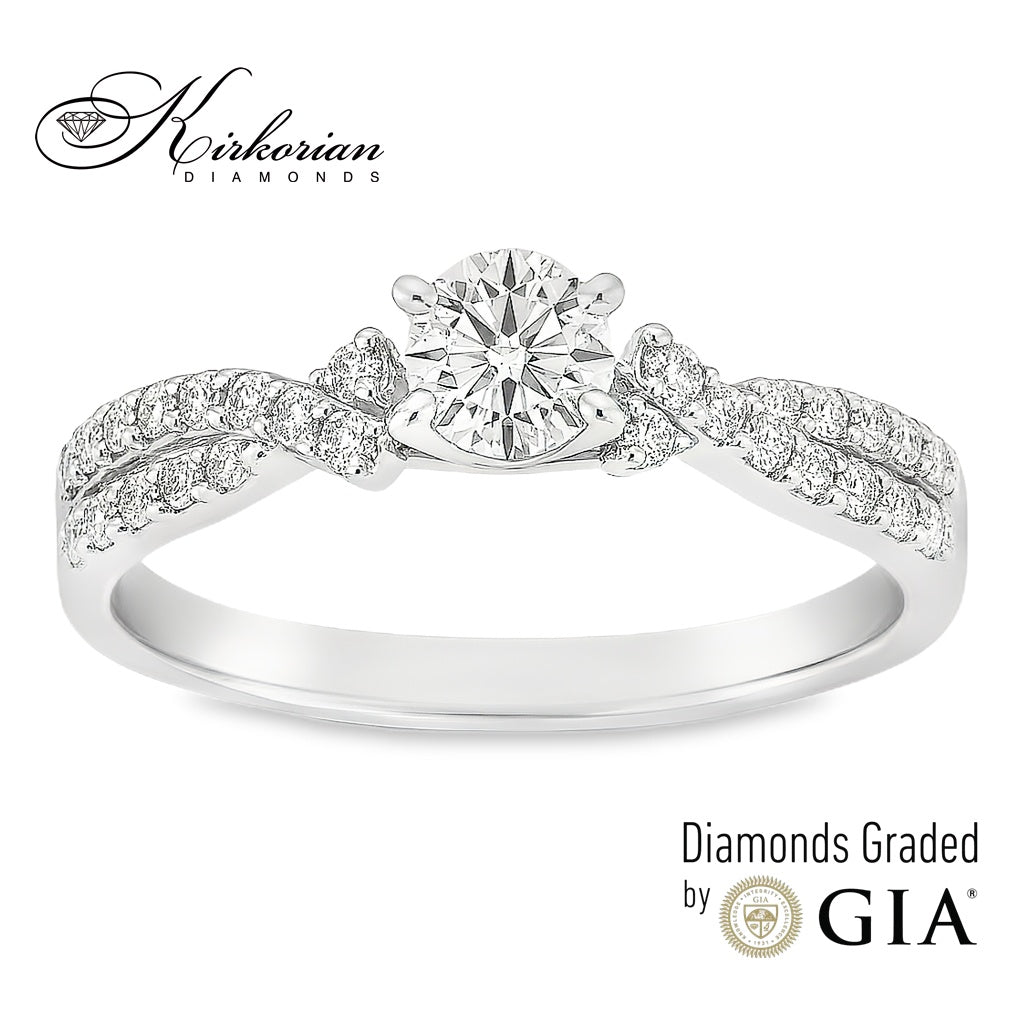 Годежен пръстен с диамант 0.44ct GIA бяло злато 18k – модел RN181B
