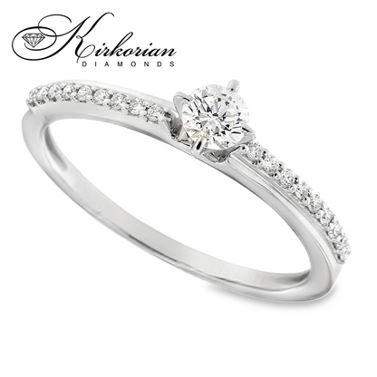 Годежен пръстен с диаманти 0.29 ct от бяло злато 14К – модел RN182