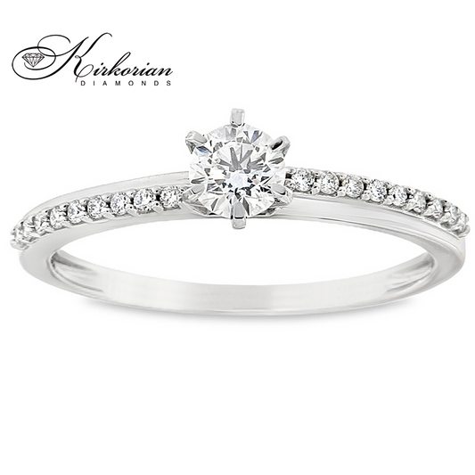 Годежен пръстен с диаманти 0.355ct от бяло злато 14к – модел RN182B