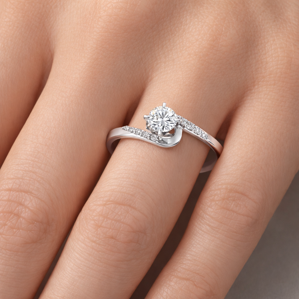 Годежен пръстен с диамант 0.24 ct в бяло злато 14К – елегантен модел с цени от производител