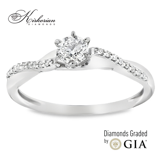 Годежен пръстен с диамант 0.36ct GIA бяло злато 18k RN185B