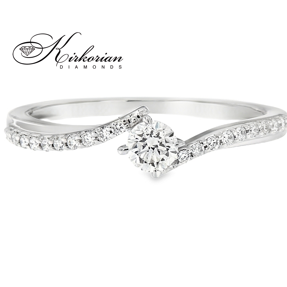 Годежен пръстен с диаманти 0.30 ct от бяло злато 14К – модел RN187