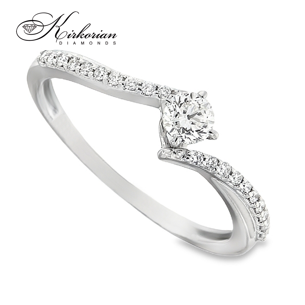 Годежен пръстен с диаманти 0.30 ct от бяло злато 14К – модел RN187