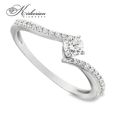 Годежен пръстен с диаманти 0.30 ct от бяло злато 14К – модел RN187