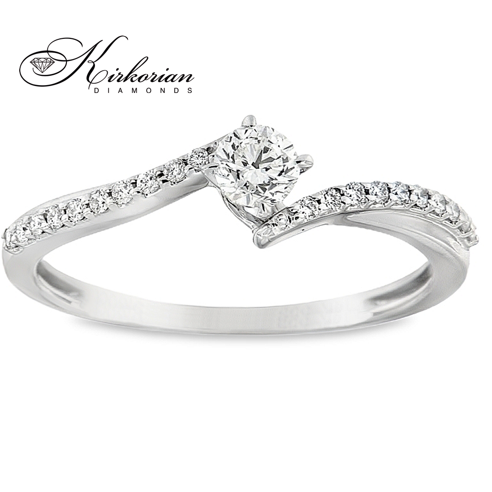 Годежен пръстен с диаманти 0.30 ct от бяло злато 14К – модел RN187