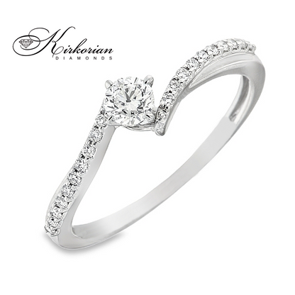 Годежен пръстен с диаманти 0.30 ct от бяло злато 14К – модел RN187